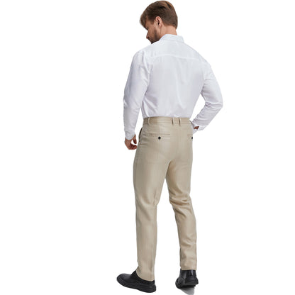 Men's flat front khaki stripered business casual pants