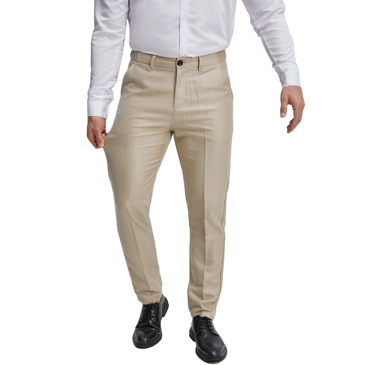 Men's flat front khaki stripered chino dress pants