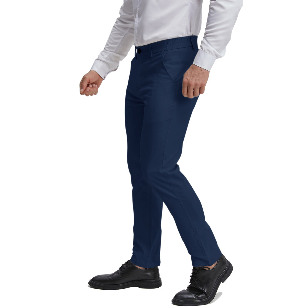 Men's flat front navy blue business casual pants