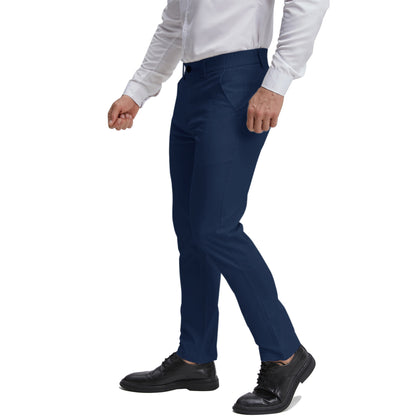 Men's flat front navy blue business casual pants