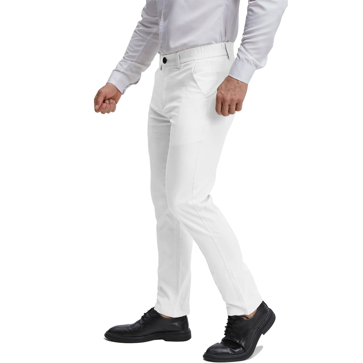 Men's flat front white business casual pants