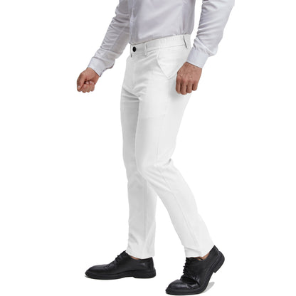Men's flat front white business casual pants