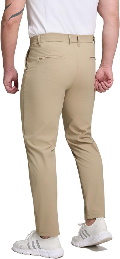 Men's khaki golf pants front view
