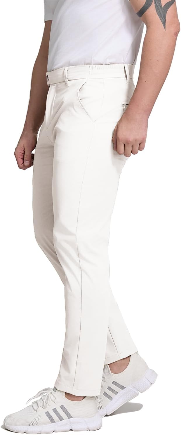 Men's lightweight stretch white golf pants