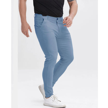 Men's Slim Fit Stretch Chinos - Light Blue Business Casual Pants
