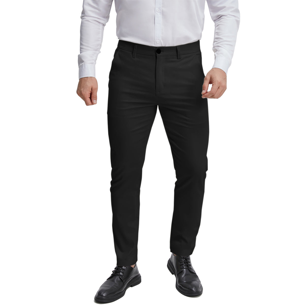 Men's regular fit black linen formal pants
