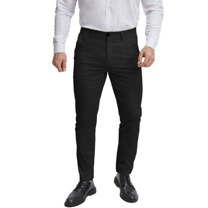 Men's regular fit black linen formal pants