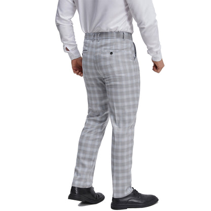 Men's regular fit formal grey checkered pants