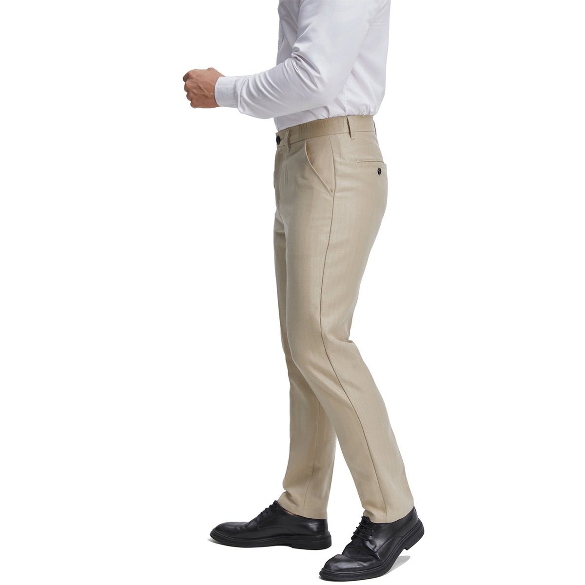 Men's regular fit khaki stripered formal pants