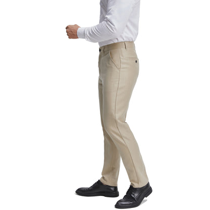 Men's regular fit khaki stripered formal pants