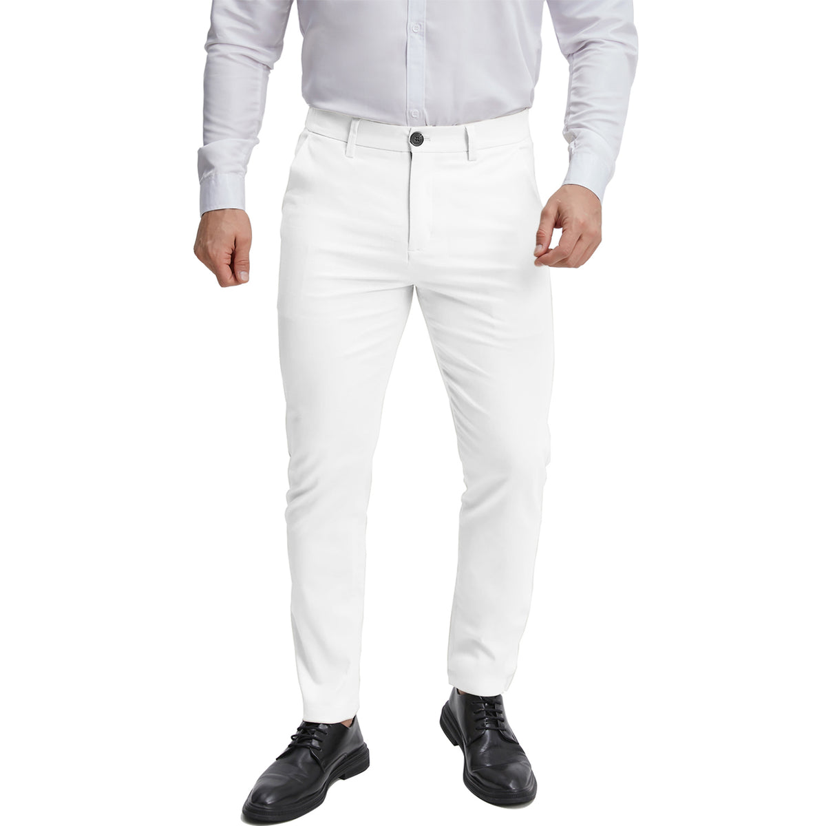 Men's regular fit white formal pants