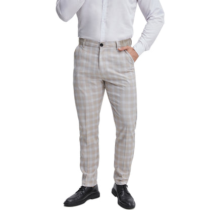 Men's regular fit yellow plaid formal pants