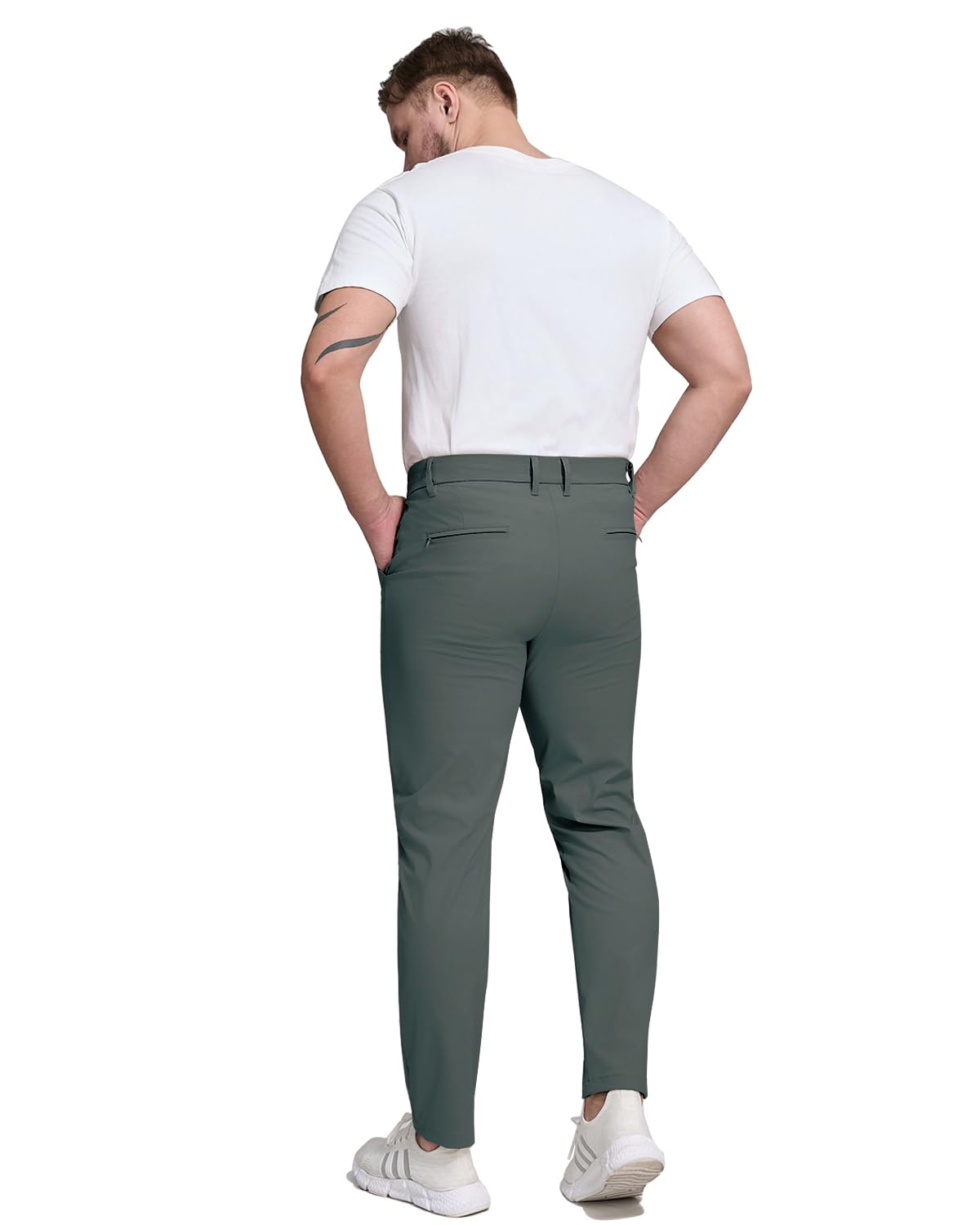Men's stretch dark grey golf pants waistband