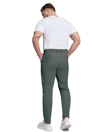 Men's stretch dark grey golf pants waistband