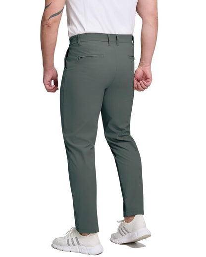 Men's tapered dark grey golf pants back view