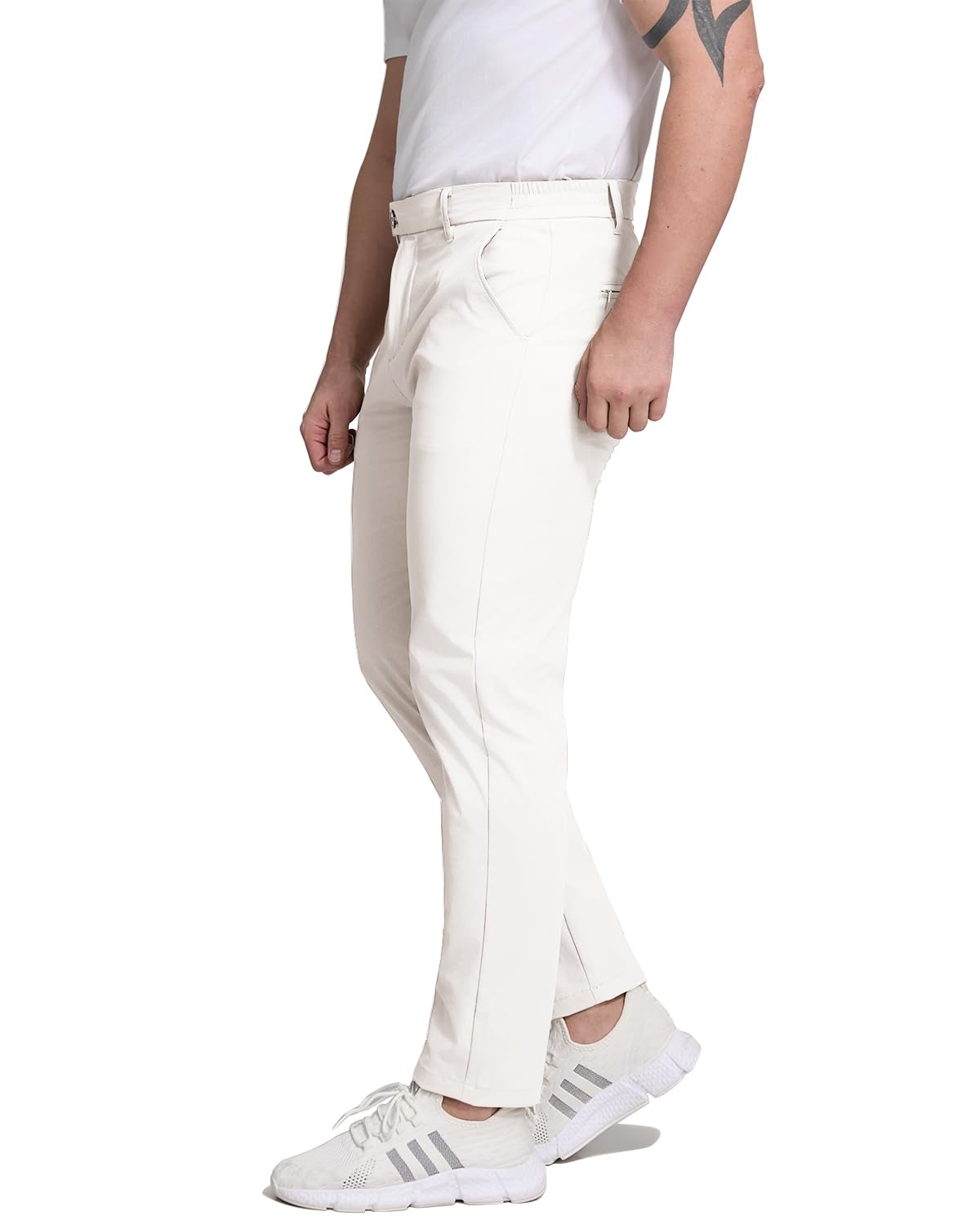 Men's white golf pants front view
