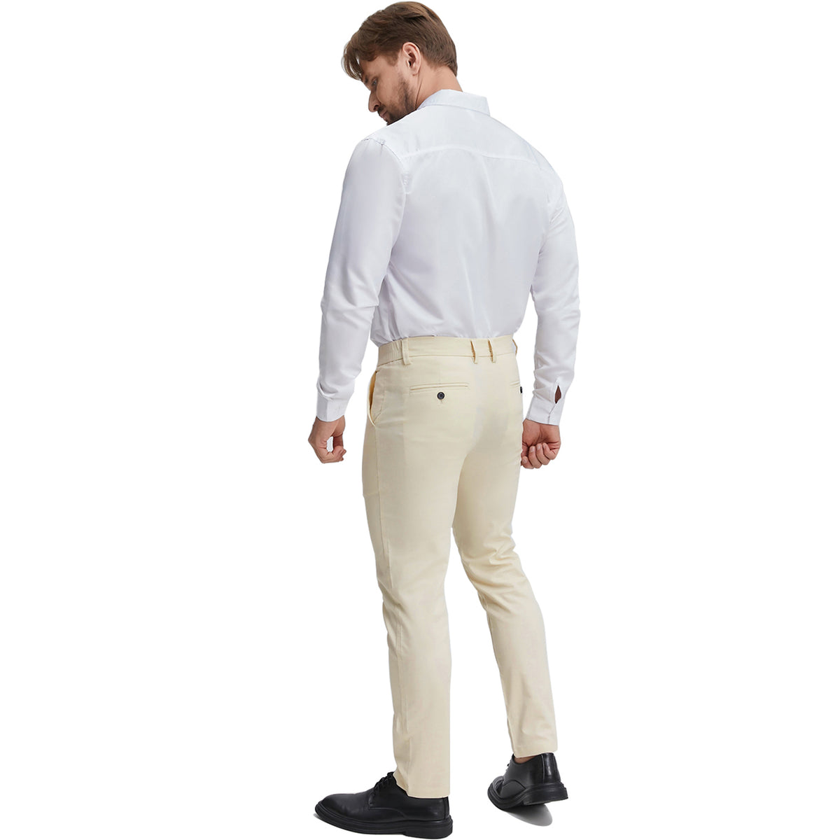 Men's wrinkle resistant beige dress pants