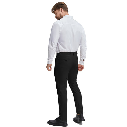 Men's wrinkle resistant black linen dress pants