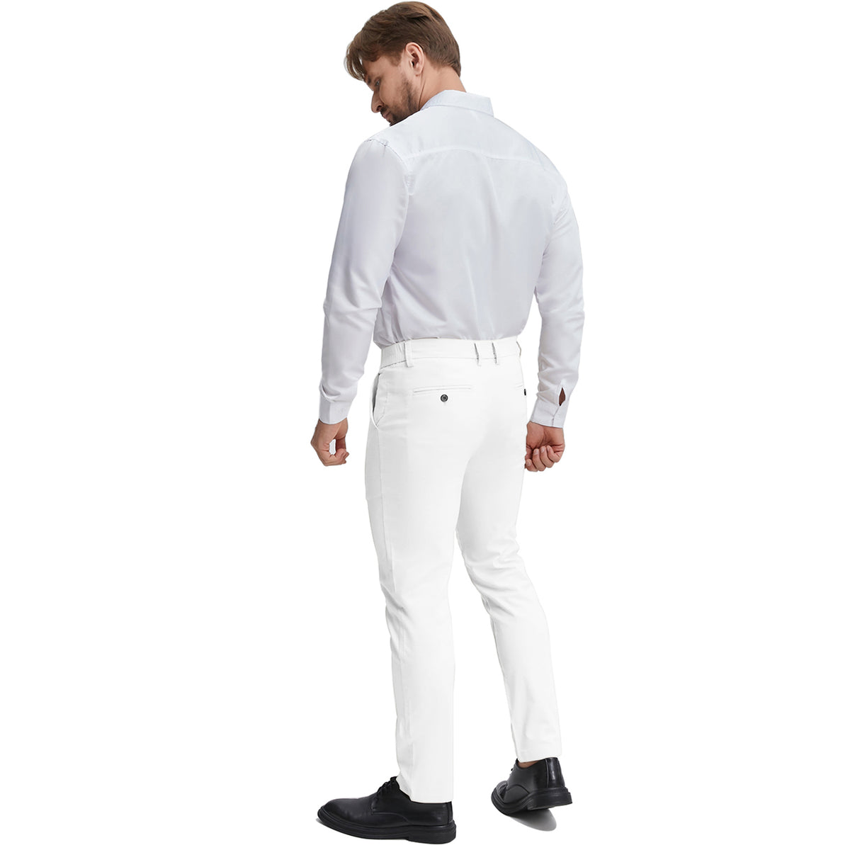 Men's wrinkle resistant white dress pants