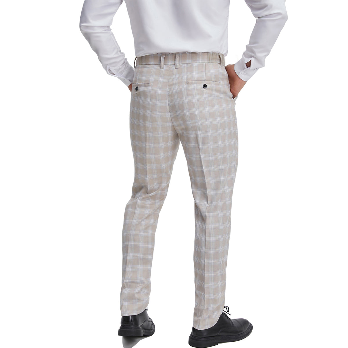 Men's wrinkle resistant yellow checkered dress pants
