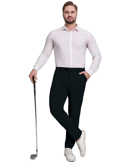 Quick-dry black golf pants fabric detail