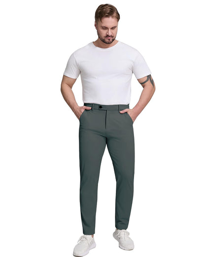 Quick-dry dark grey golf pants fabric detail