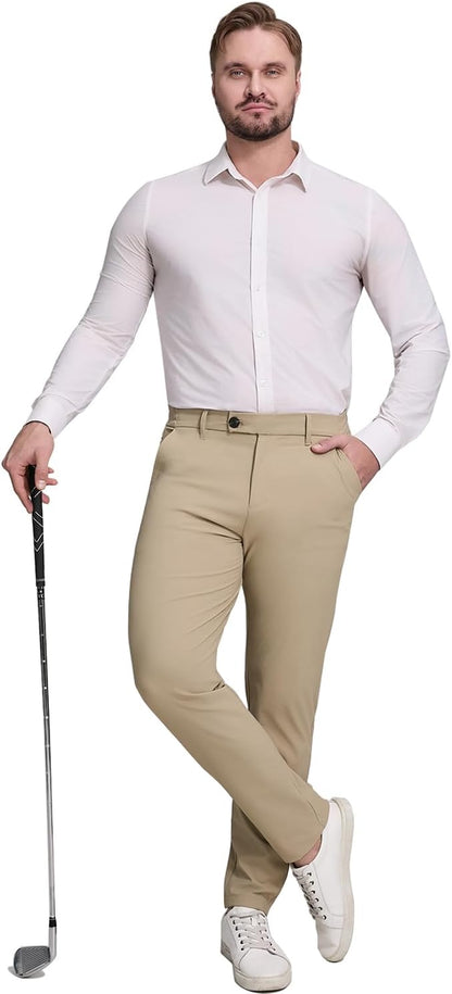 Quick-dry khaki golf pants fabric detail