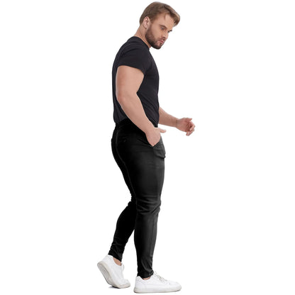 Men's Slim Fit Stretch Black Chinos - Business Casual Pants