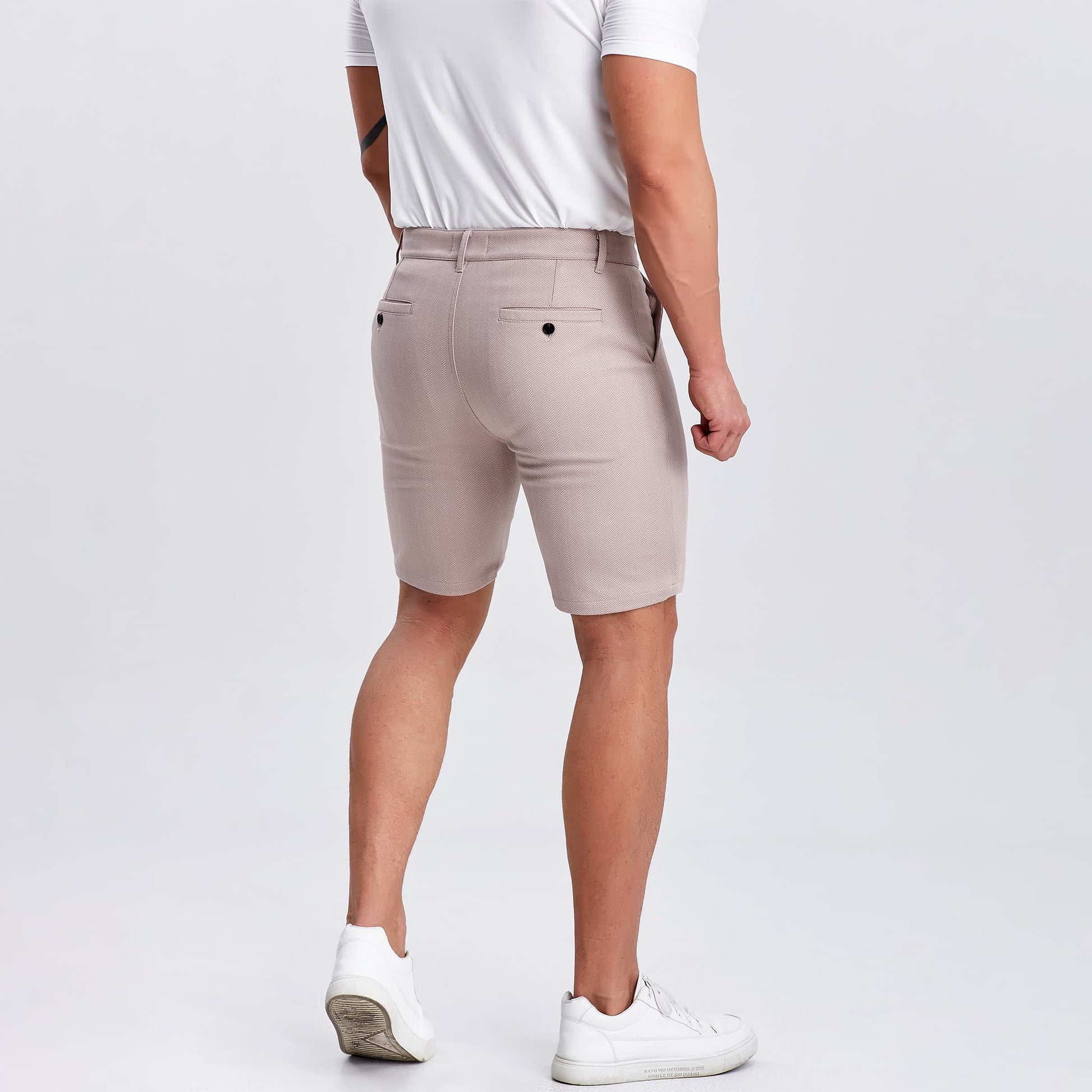 above knee pink shorts men slim fit stretch