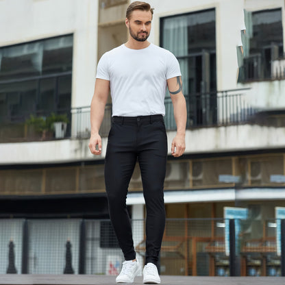black skinny fit dress pants men stretch