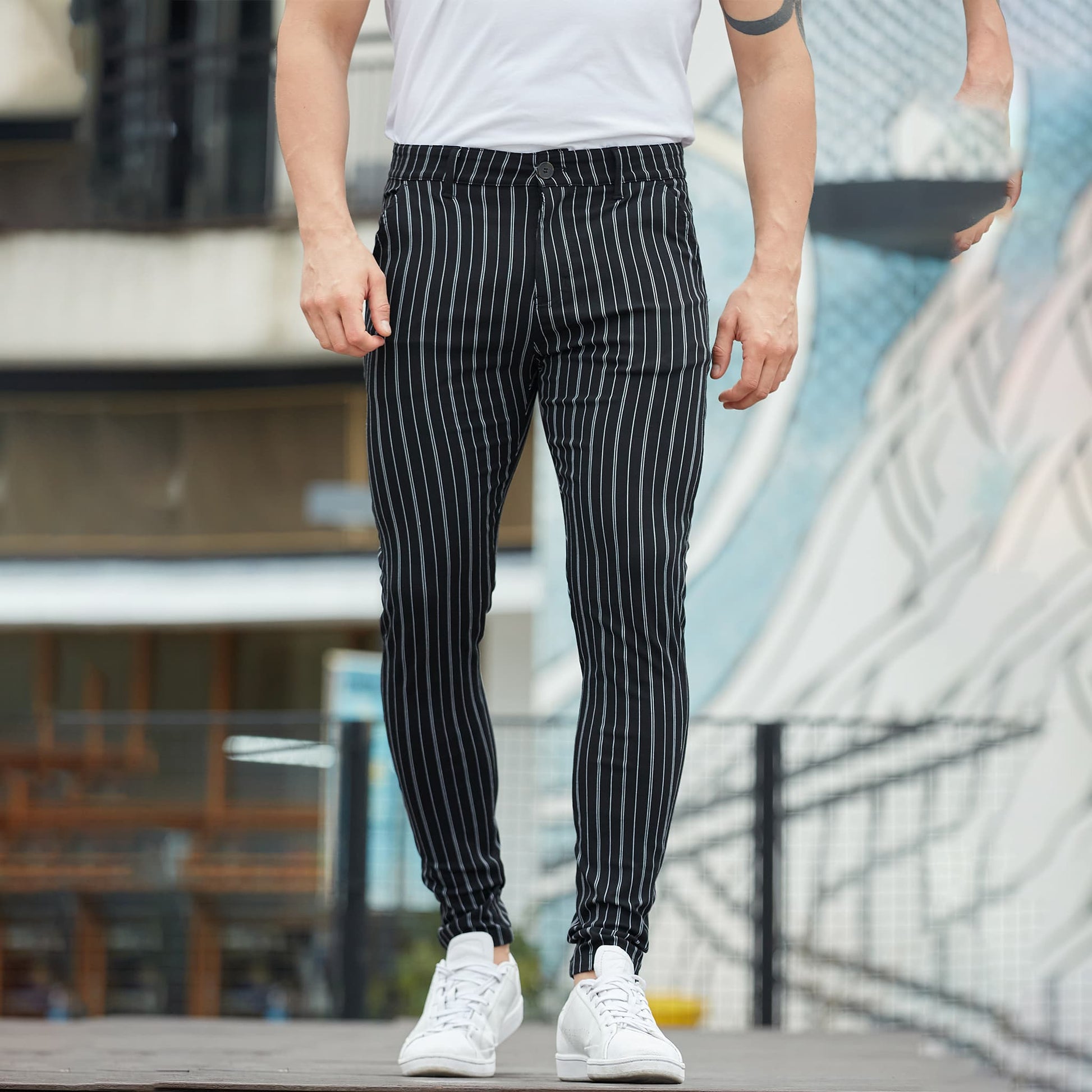 black striped mens big and tall dress pants slim fit stretchy