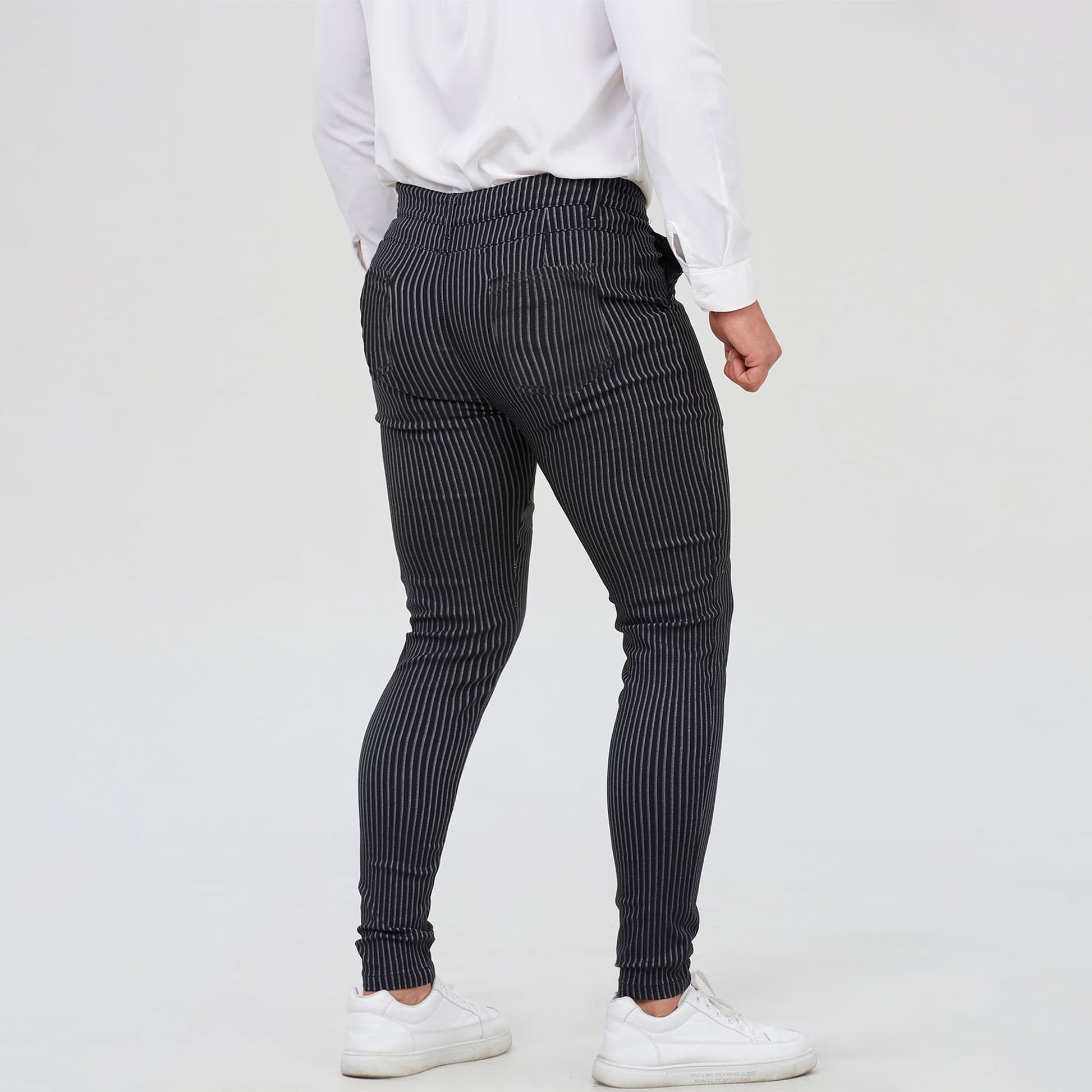 black striped mens trousers dress pants slim fit