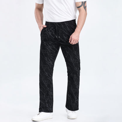 black camouflage pattern sweatpants men baggy drawstring waistband