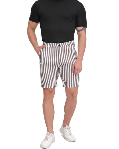 Mens Shorts 9" Inseam Slim Fit Stretch Striped Golf Short Pants
