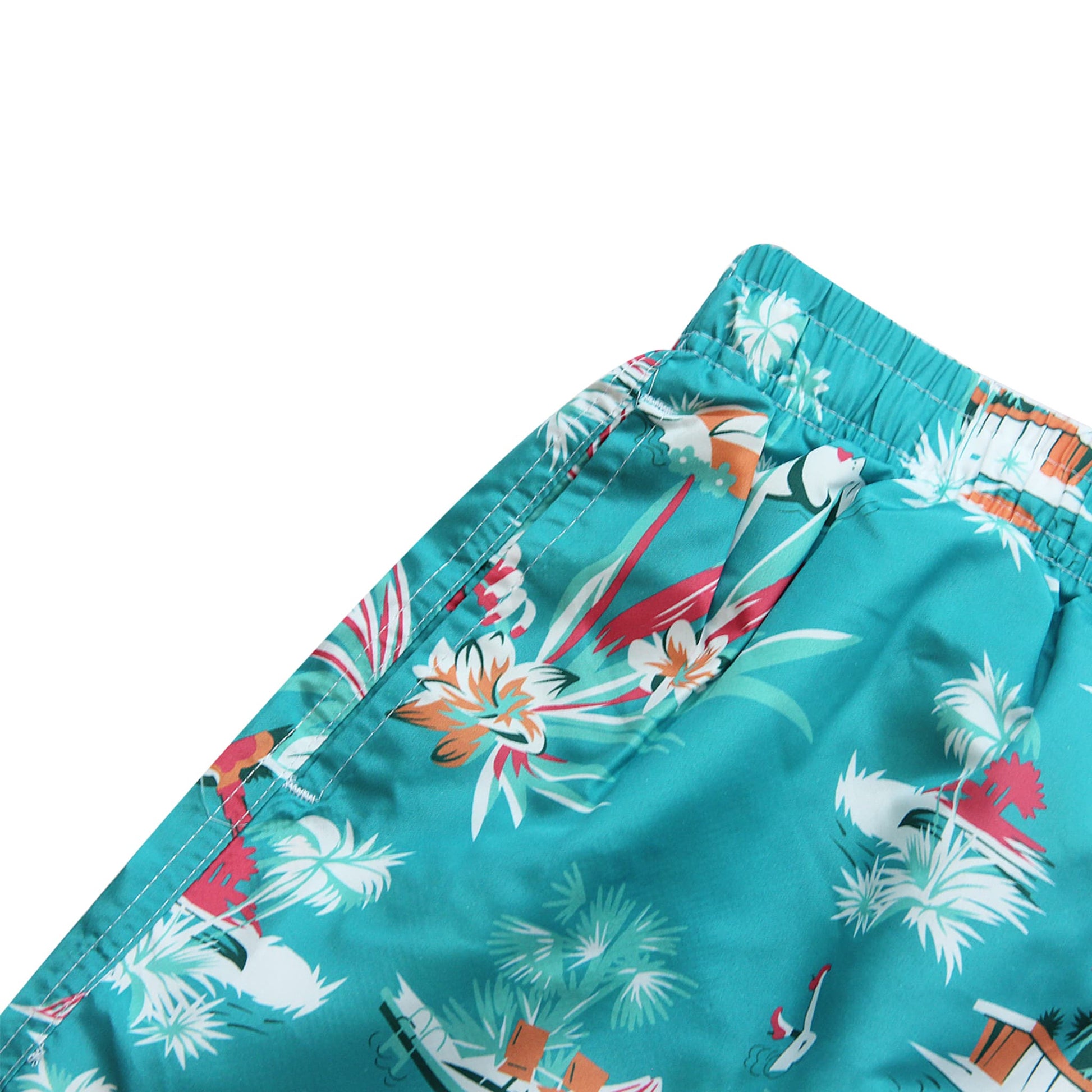 coconut tree board shorts for men swim drawstring