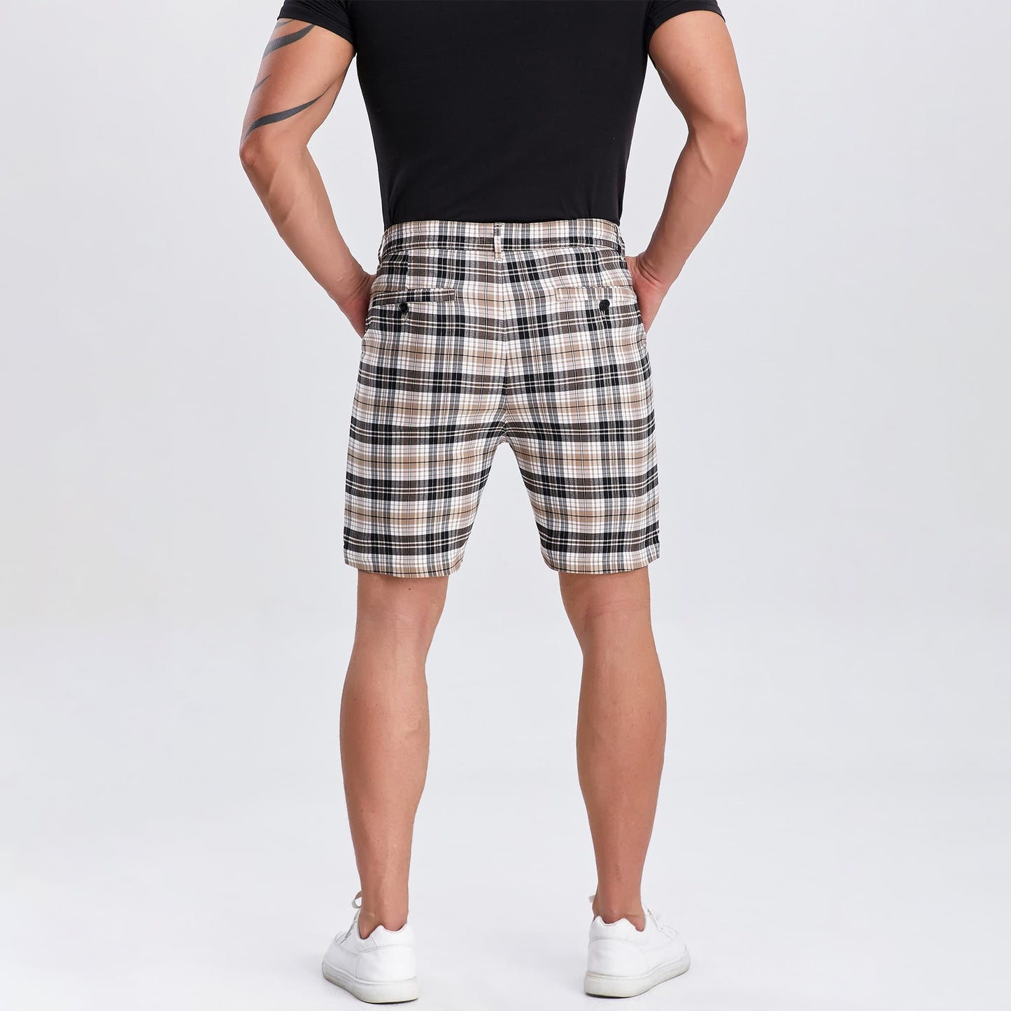 brown designer shorts for men slim fit stretch