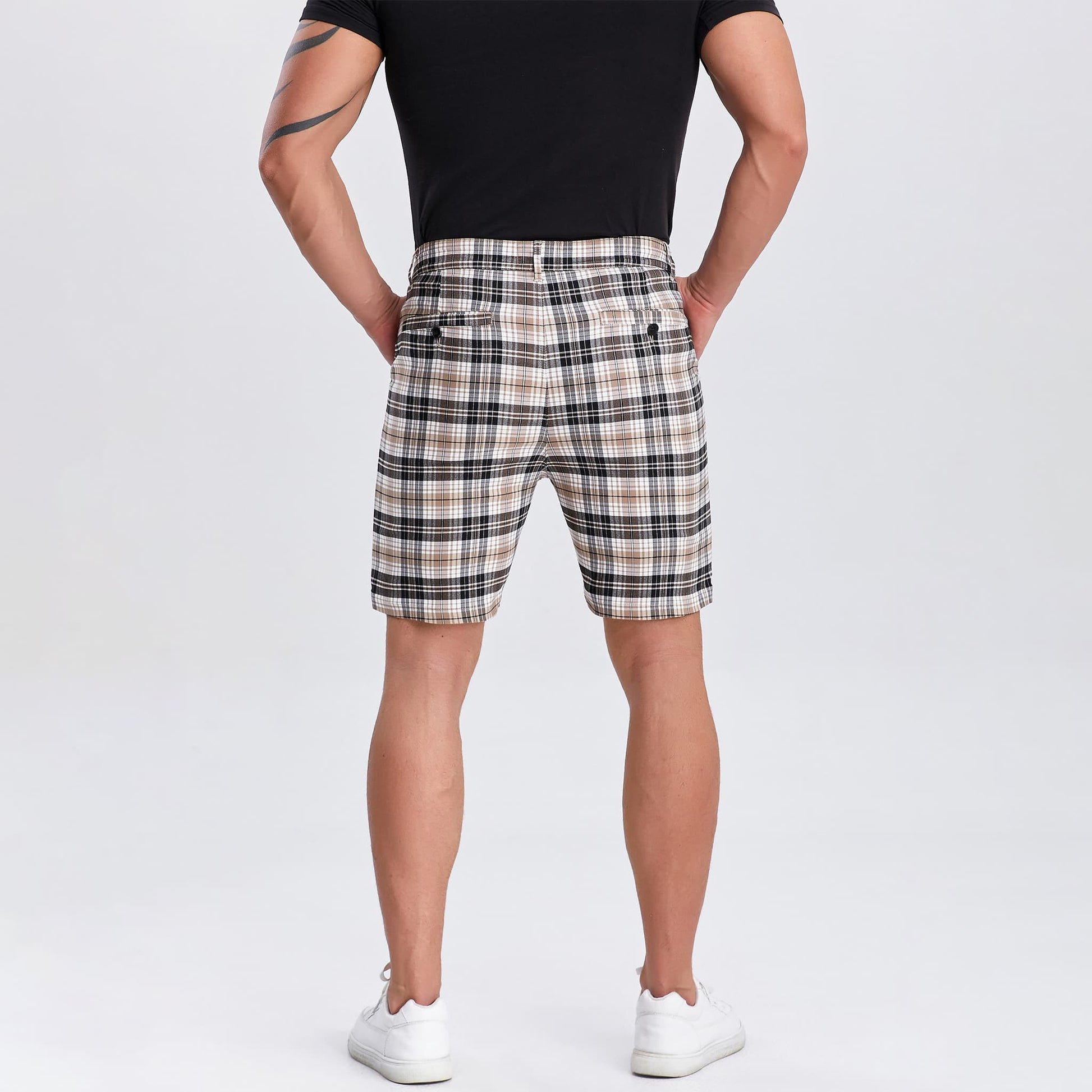 brown designer shorts for men slim fit stretch