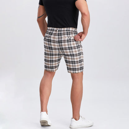 brown plaid chubbies shorts for men slim fit stretch