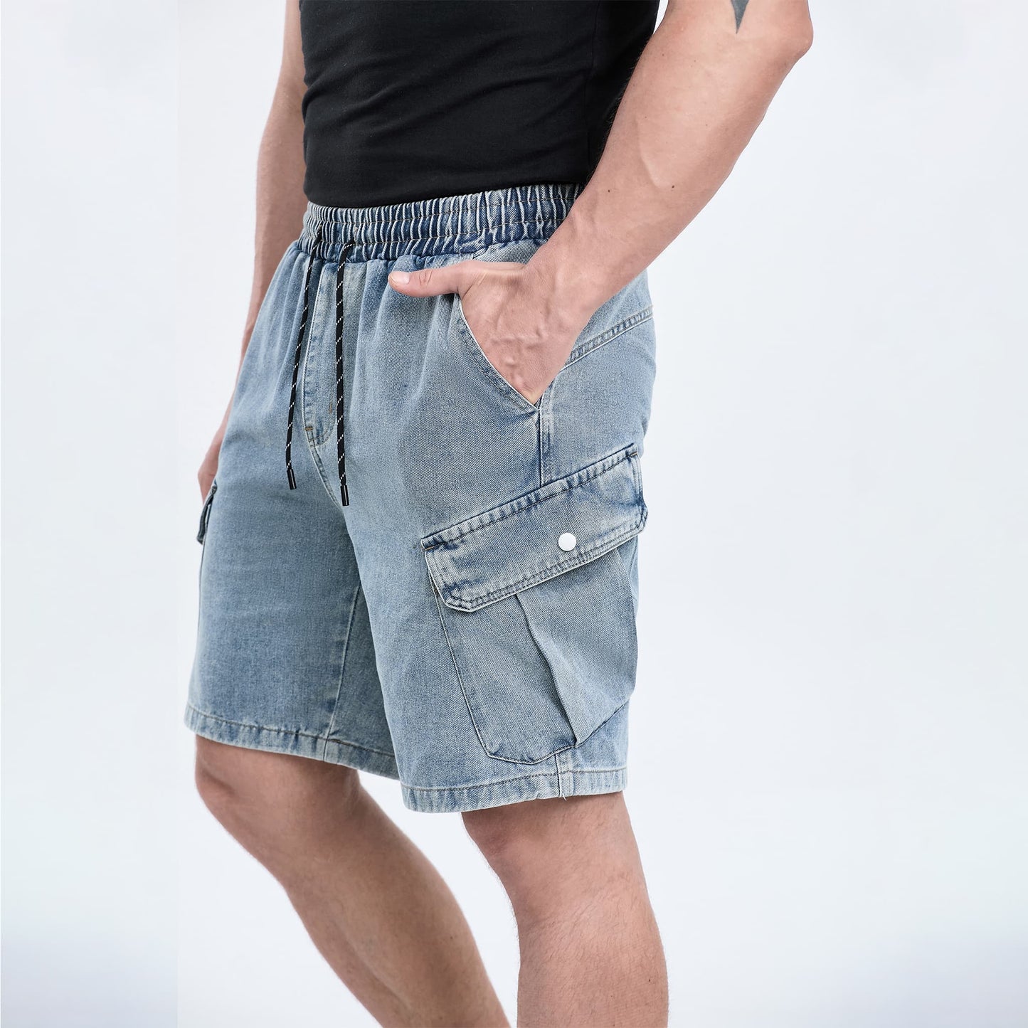 carpenter jean shorts for men drawstring waist