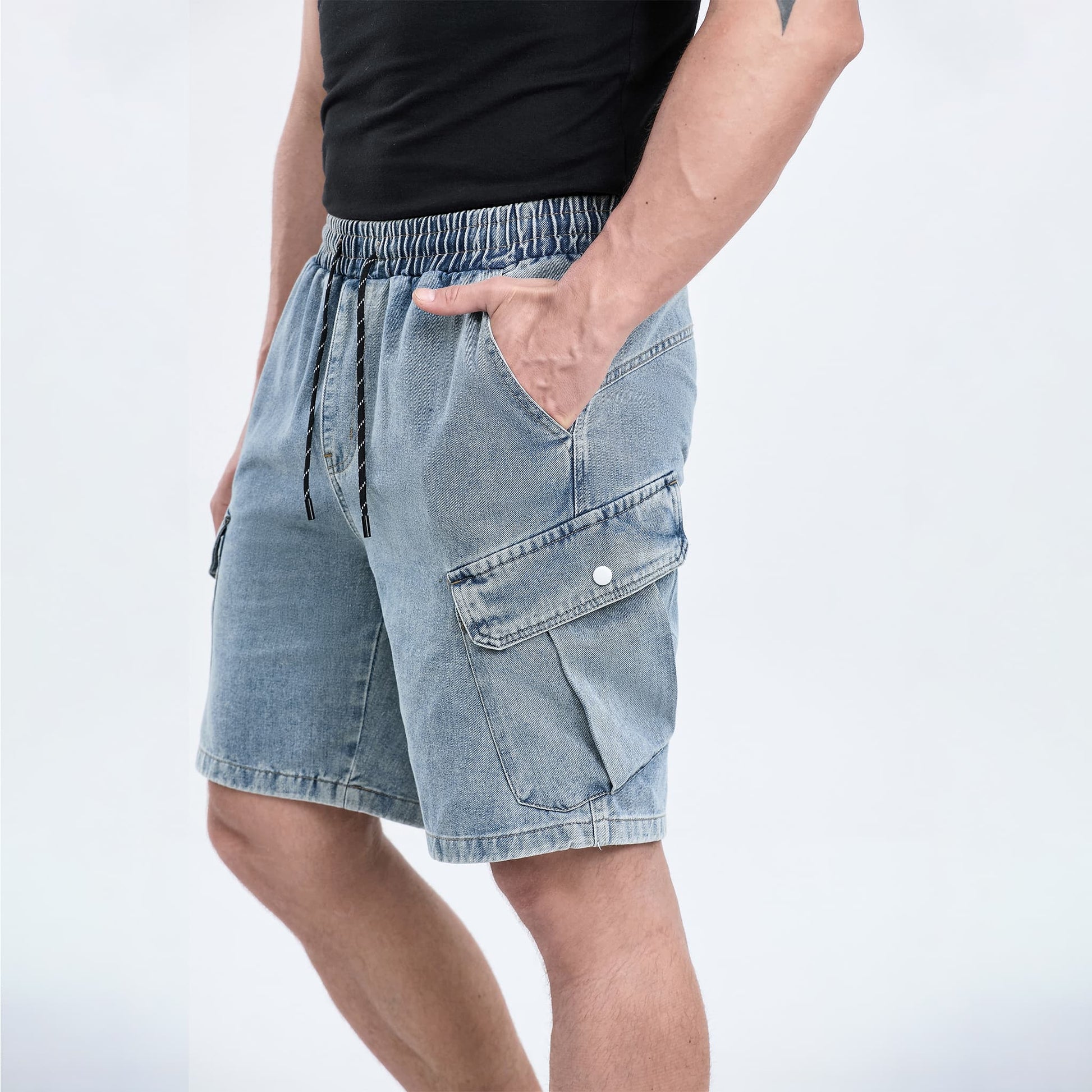 carpenter jean shorts for men drawstring waist