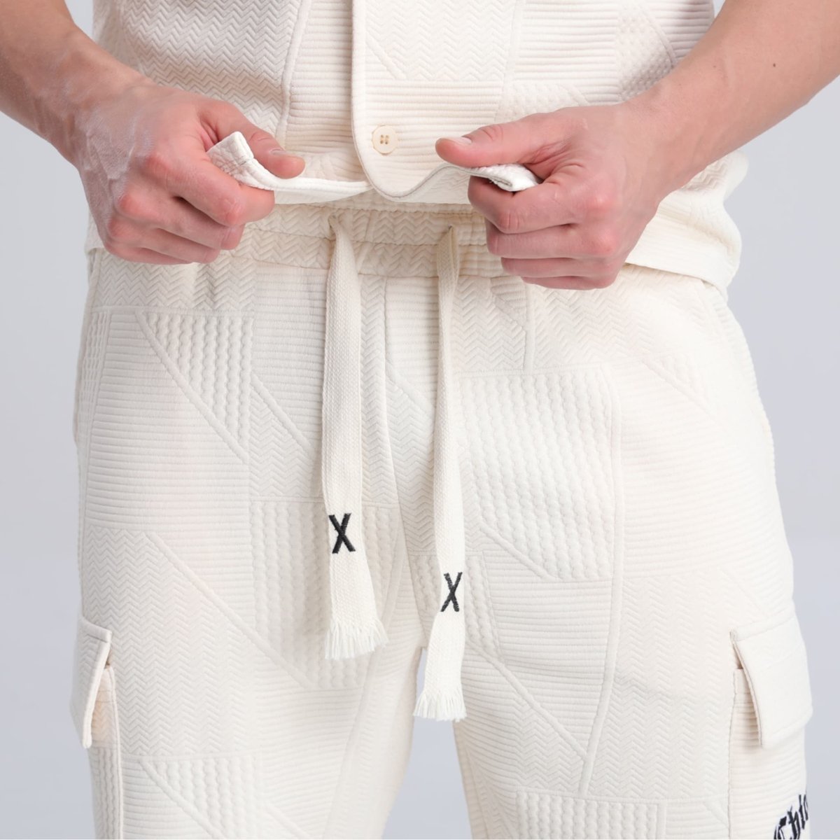 knitted jacquard casual shorts for men  drawstring