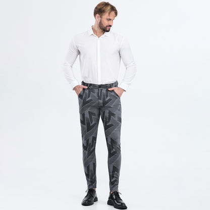 dark grey  slim fit casual slacks for men stretchy