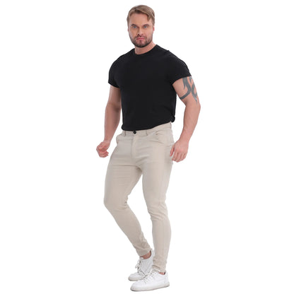 Men's champagne chinos waistband detail