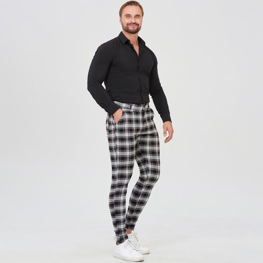 black and white chino pants for men slim fit stretchy