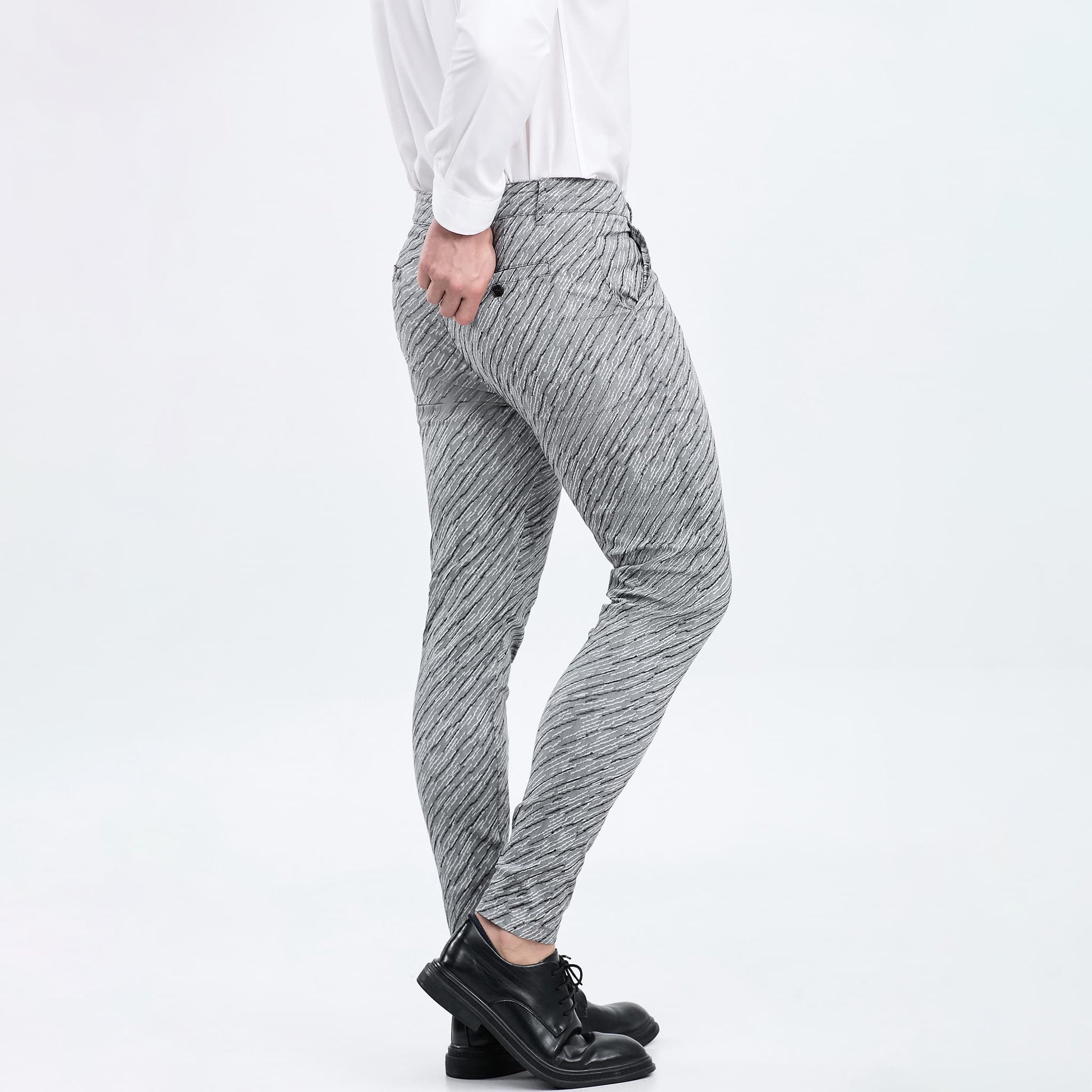 grey chino slim fit pants for men stretchy