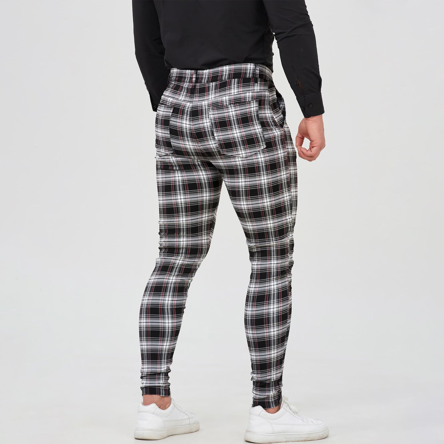 black and white chinos men slim fit stretchy