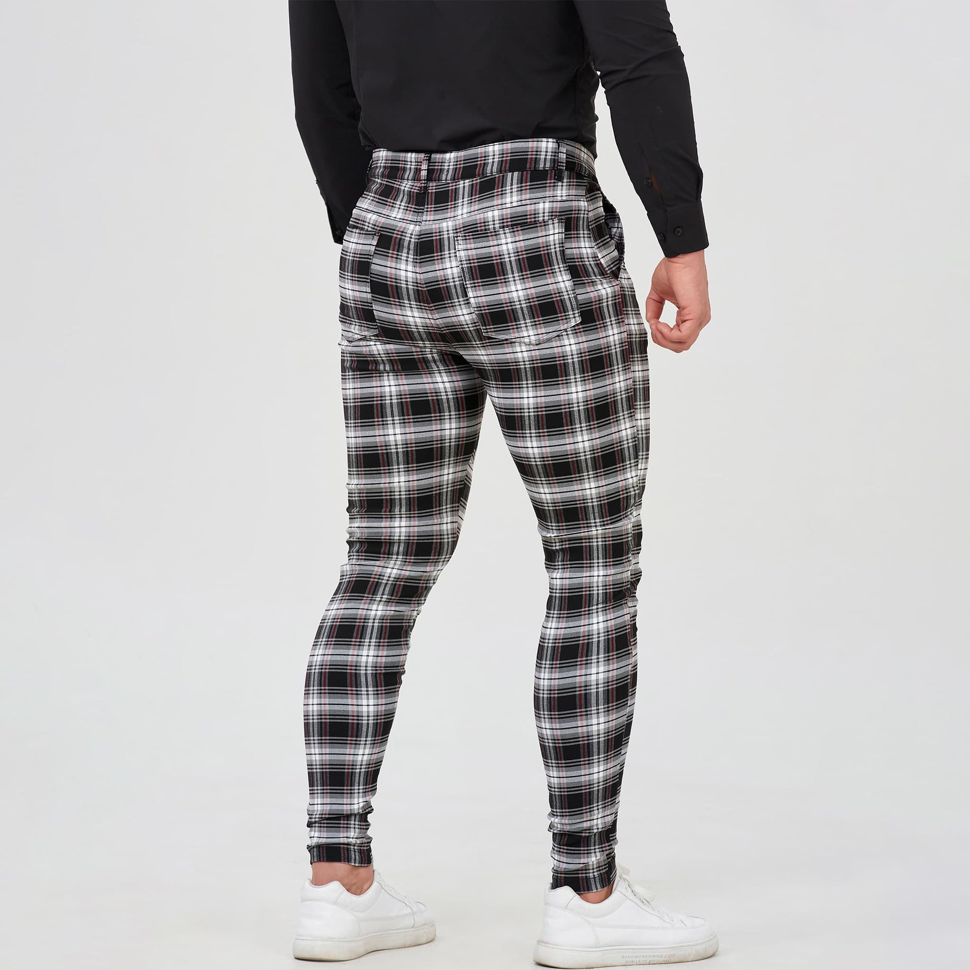 black and white chinos men slim fit stretchy