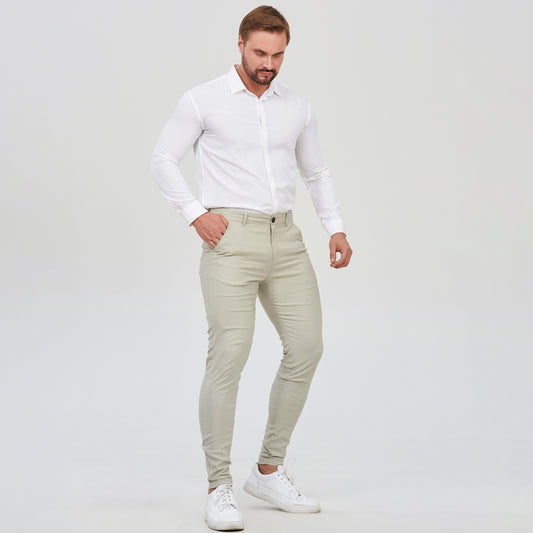 cream dress pants men slim fit stretchy