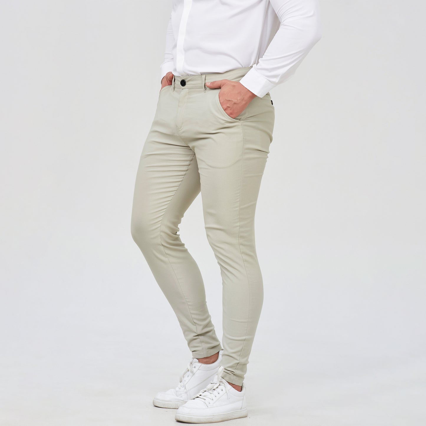 cream trousers for men slim fit stretchy