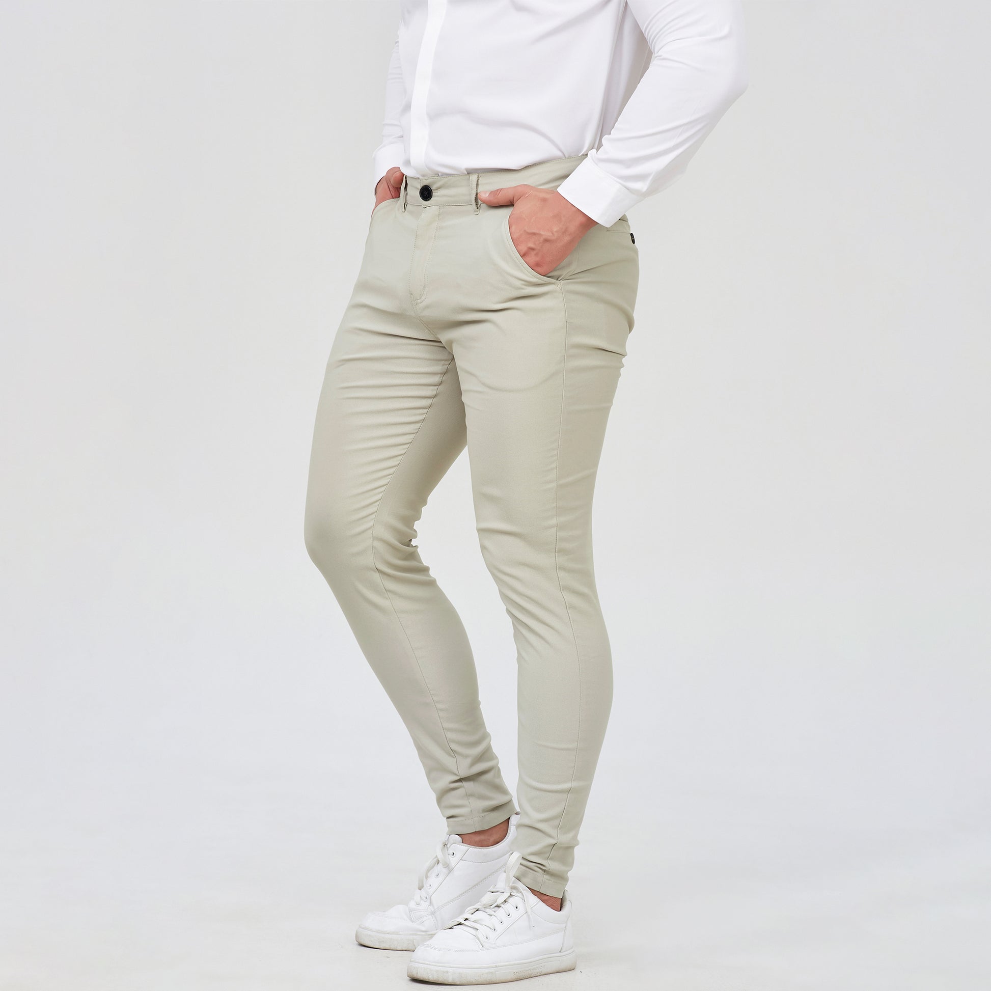 cream trousers for men slim fit stretchy